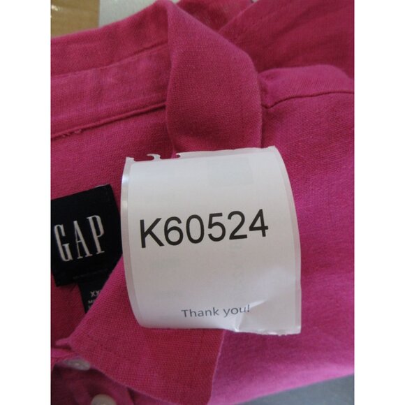 Gap Top XXL Linen Blend Tunic Shirt Button Down Pocket Preppy Woven - Picture 11 of 11